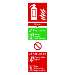 Fire Sign:Water Extinguisher Information 280x90mm Self Adhesive