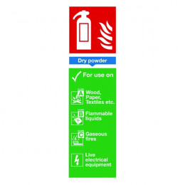 Fire Sign:Dry Powder Extinguisher Information 280x90mm Self Adhesive