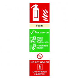 Fire Sign:Foam Extinguisher Information 280x90mm Self Adhesive