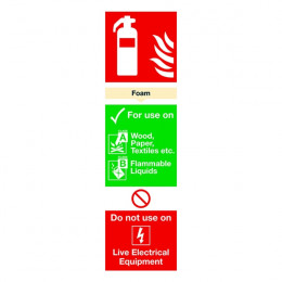 Fire Sign:Foam Extinguisher Information 280x90mm PVC