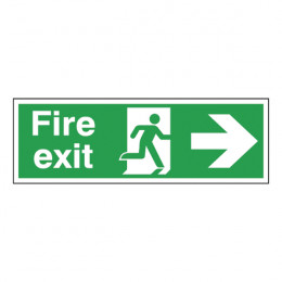 Safety Sign:Fire Exit Right 150x450mm Self Adhesive