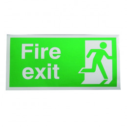 Safety Sign:Fire Exit Right Running Man 150x300mm Self Adhesive