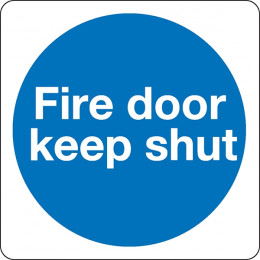 Mandatory Sign:Fire Door Keep Shut 100x100mm Self Adhesive [Pack of 5]