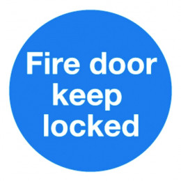 Mandatory Sign:Fire Door Keep Locked 100x100mm Self Adhesive [Pack of 5]