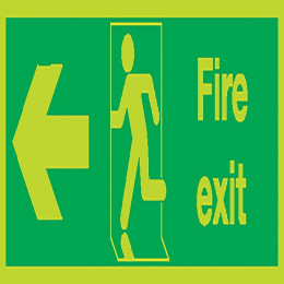 Photoluminescent Sign:Fire Exit Left 150x450mm Self Adhesive