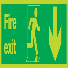 Photoluminescent Sign:Fire Exit Down 150x450mm Self Adhesive