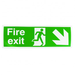 Safety Sign:Fire Exit Right and Down 150x450mm Self Adhesive