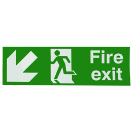 Safety Sign:Fire Exit Left and Down 150x450mm Self Adhesive
