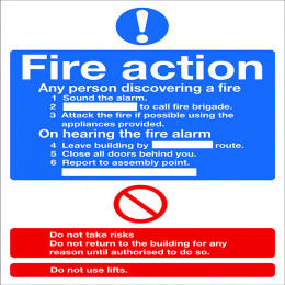 Safety Sign Fire Action Words A4 Self Adhesive