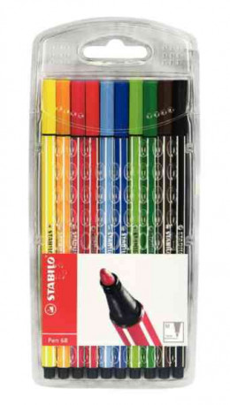 Stabilo 68 Fibre Tip Pen Assorted [Pack of 10]
