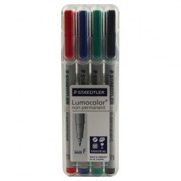 Staedtler Lumocolor Fine Water Soluble Assorted [Pack of 4]