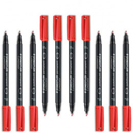 Staedtler Lumocolor Fine Permanent Red [Pack of 10]