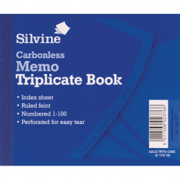 Silvine Carbonless Triplicate Memo Book [Pack of 5]