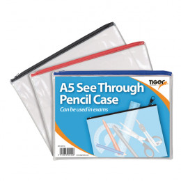 Tiger A5 Flat Exam Pencil Case Assorted [Pack of 12]