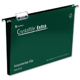 CrystalFile Extra Suspension File Foolscap 50mm Green [Pack of 25]