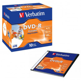 Verbatim DVD-R 16x Wide Inkjet Printable ID [Pack of 10]