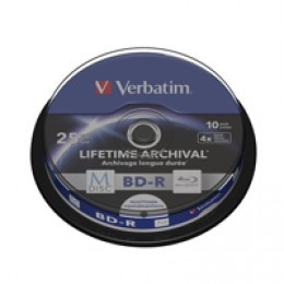 Verbatim M-Disc Blue-ray BD-R 25 GB 4X Printable Spindle [Pack of 10]