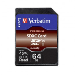 Verbatim Premium SDXC Memory Card Class 10 UHS-I U1 64Gb