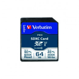 Verbatim Pro SDXC Memory Card Class 10 UHS-I U3 64Gb