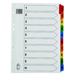 Mylar Index A4 1-10 Multicoloured