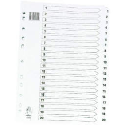 Mylar Index A4 1-20 White