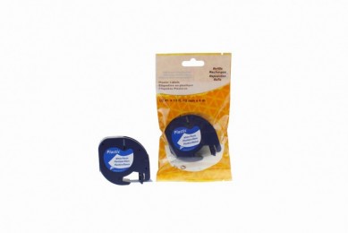 Value Compatible Dymo 91201 Plastic Labelling Tape Cassette Black on White 12mm x 4m LetraTAG