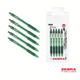 Zebra Z-Grip Smooth Retractable Ballpoint Pen Green Ink Box of 50