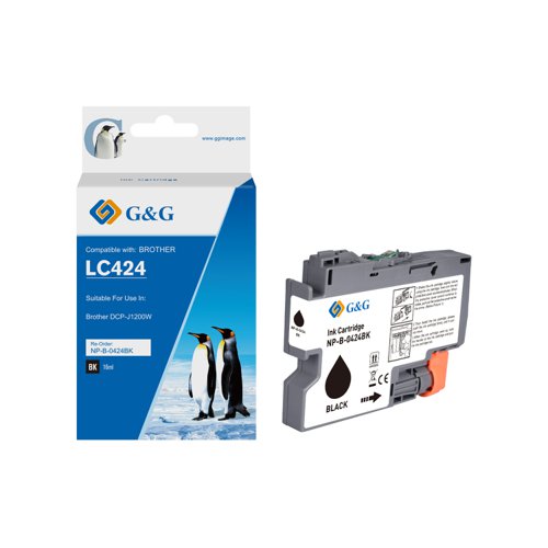 Value Compatible Brother LC424BK Black Ink Cartridge 16ml Pigment Ink 750 Pages