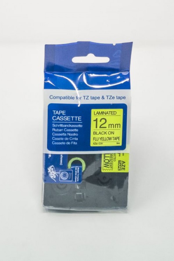 Value Compatible Brother P-Touch TZE-C31 Labelling Tape Cassette Black on Fluorescent Yellow also for TZ-C31