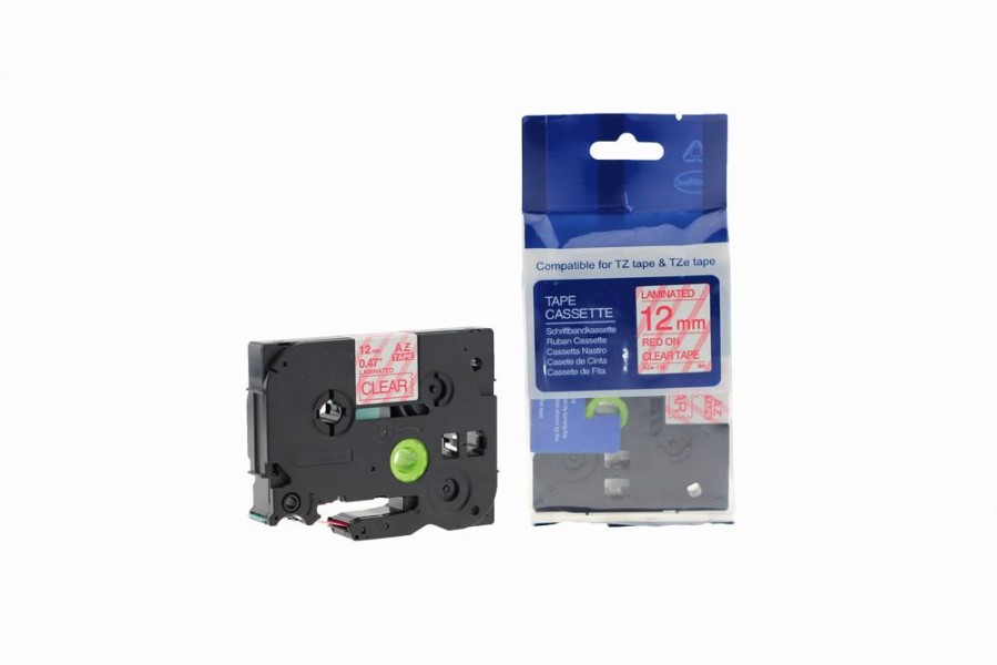 Value Compatible Brother P Touch TZE-132 (YT-132) Labelling Tape Cassette Red on Clear also for TZ-132