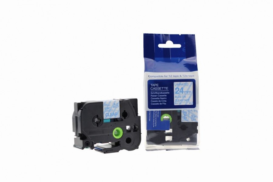 Value Compatible Brother P-Touch TZE-153 Labelling Tape Cassette Blue on Clear also for TZ-153