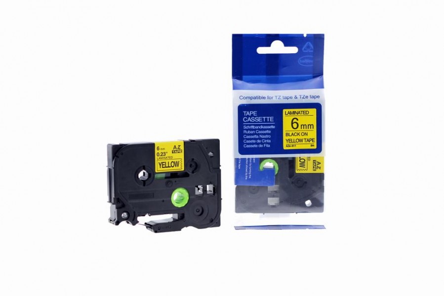 Value Compatible Brother P-Touch TZE-611 Labelling Tape Cassette Black on Yellow also for TZ-611