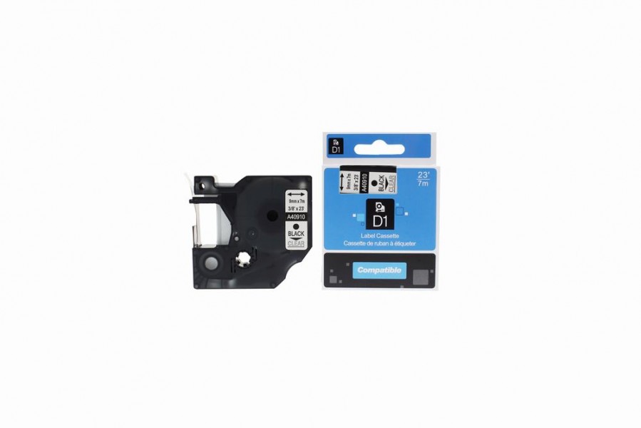 Value Compatible Dymo YT-40910 S0720670 Labelling Tape Cassette Black on Clear