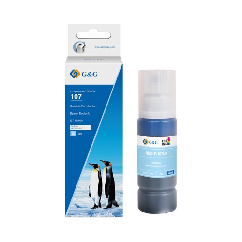 Value Compatible Epson 107 Light Cyan Ink Bottle C13T09B540 70ml Ink 7200 Pages
