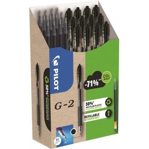 Pilot G2 Gel Ink Rollerball Pens and Refills Medium Tip Black [Pack of 12 Pens+12 Refills]