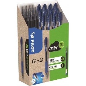 Pilot G2 Gel Ink Rollerball Pens and Refills Medium Tip Blue [Pack of 12 Pens+12 Refills]