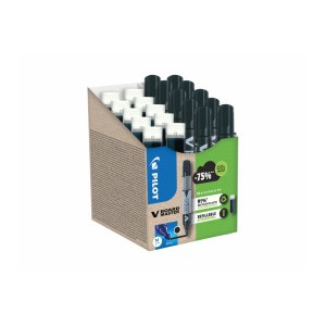 Pilot V Board Master Drywipe Markers and Refills Medium Tip Black [Pack of 10 Markers+10 Refills]