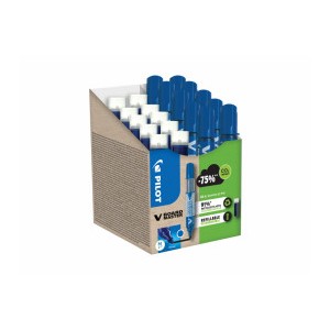 Pilot V Board Master Drywipe Markers and Refills Medium Tip Blue [Pack of 10 Markers+10 Refills]