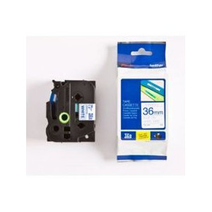 Brother TZE263 Blue on White 8m x 36mm Gloss Tape
