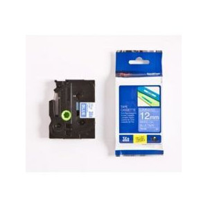 Brother TZE535 White on Blue 8m x 12mm Gloss Tape