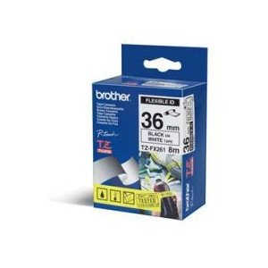 Brother TZEFX261 Black on White 8m x 36mm Flexi Tape