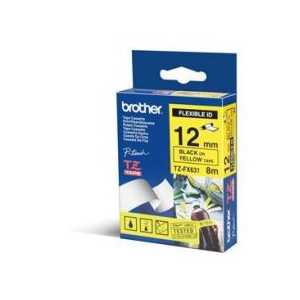 Brother TZEFX631 Black on Yellow 8m x 12mm Flexi Tape