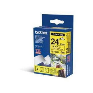 Brother TZEFX651 Black on Yellow 8m x 24mm Flexi Tape