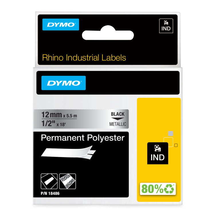 Dymo 18486 12mm Metallized Tape - S0718180 alternative image 1