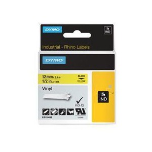 Dymo 18432 12mm Yellow Vinyl Tape - S0718450 alternative image 1