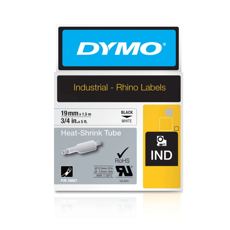 Dymo 18057 19mm white Heat Shrink Tube - S0718330