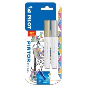 Pilot Pintor Extra-Fine Paint Markers Gold and Silver [Pack of 2]