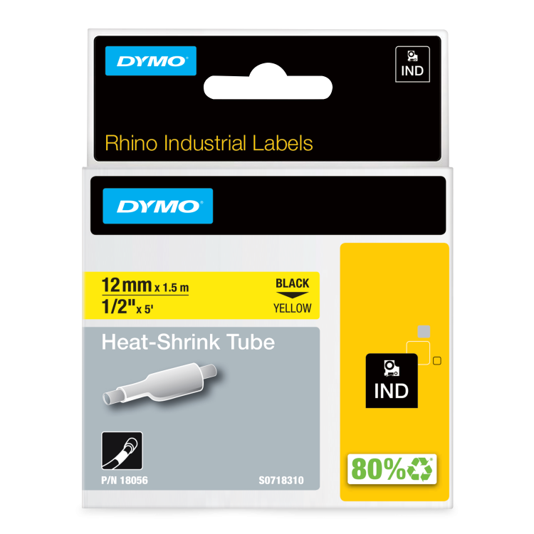 Dymo 18056 12mm Yellow Sleeve - S0718310