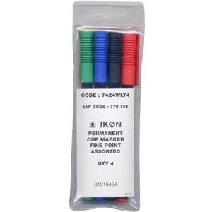 Value OHP Permanent Fine Assorted [Pack of 4]
