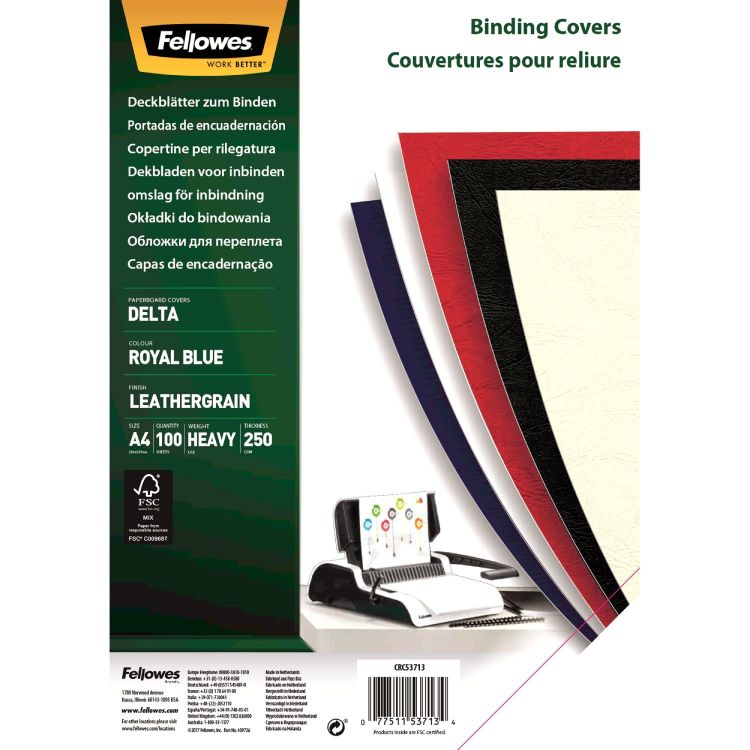 Fellowes A4 Leatherboard Covers Royal Blue [Pack of 100]
